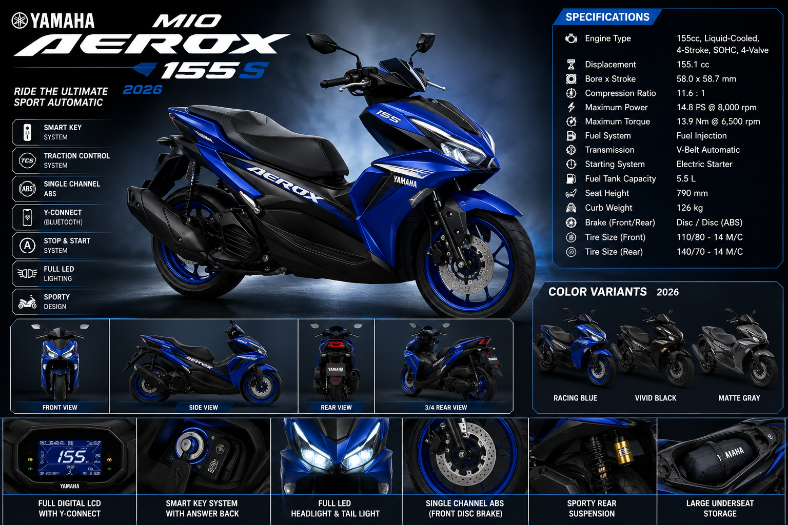 Yamaha Mio Aerox 155 S 2026