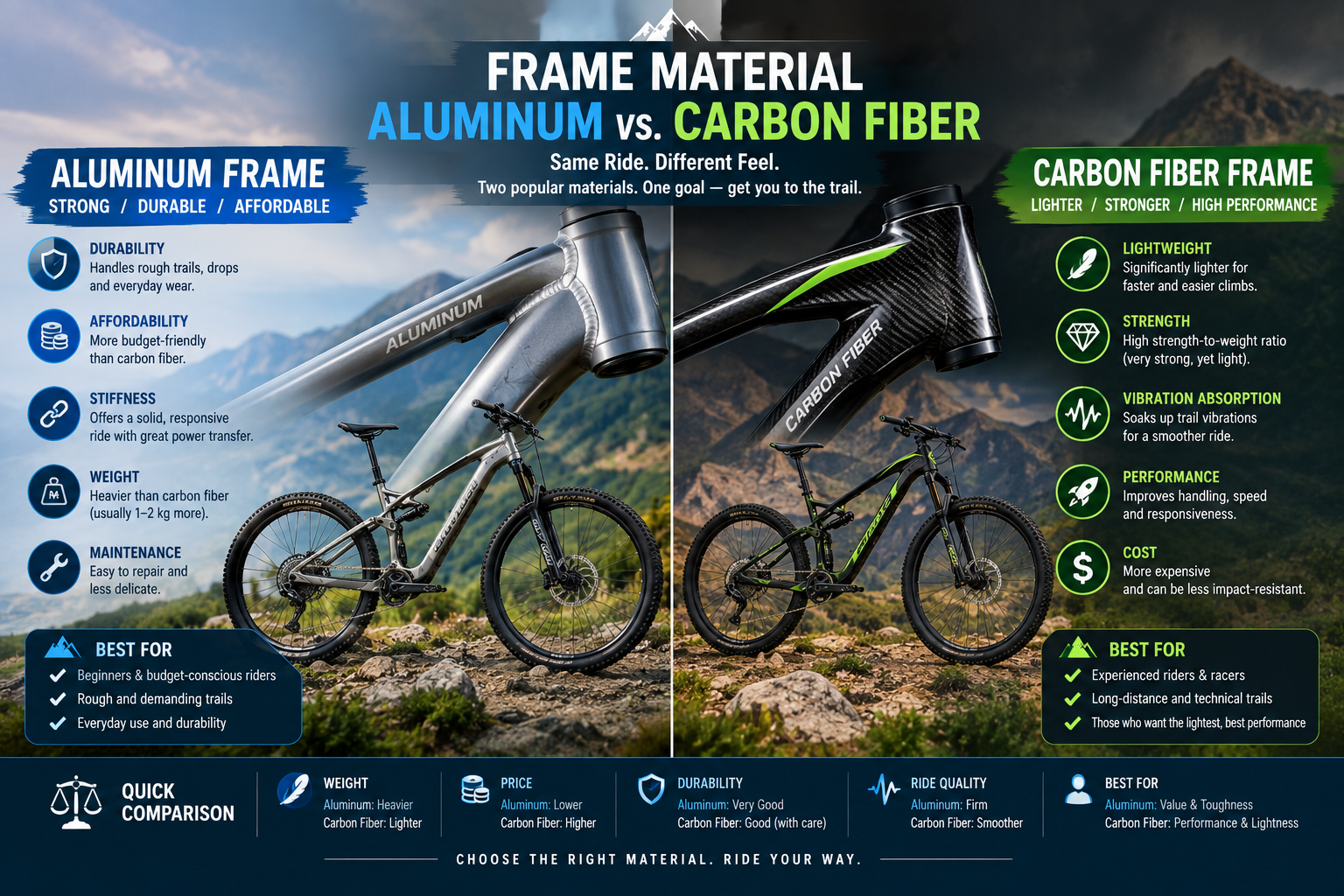 Frame Material — Aluminum vs. Carbon Fiber